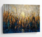 “Golden City Skyline” - Textured Urban Painting On Canvas PT172