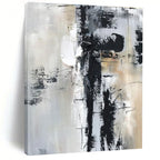 Black, White, Gray Layered Chaos “Industrial Mood” - Painting On Canvas PS0808