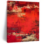 “Red - Gold Textured Abstraction” - Red, Gold, Black Abstract Painting On Canvas PS0472