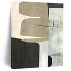 “Beige - Black Geometric” - Modernist Abstract Painting On Canvas PT2319