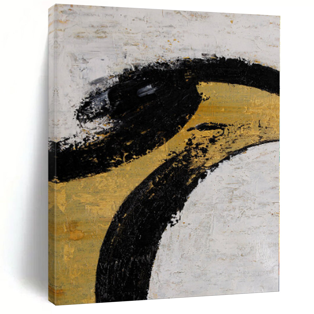 “Bold Black and Gold Abstract” - Modern Abstract Painting On Canvas PS0039