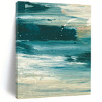 “Ocean Current Abstraction” - Deep Blue Swirls & White Accents Painting On Canvas DS177