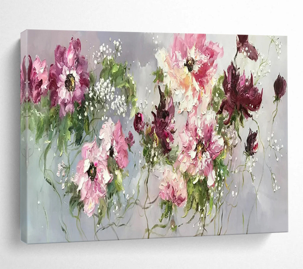 “Pink - Purple Floral Bouquet” - Impressionist Floral - Painting On Canvas PT1764