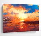 “Colorful Birds at Sunset Abstract” - Lively Landscape Painting On Canvas DKS387