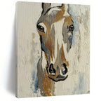 “Abstract Horse in Earth and Blue Tones” - Textured Acrylic Painting On Canvas PT2186