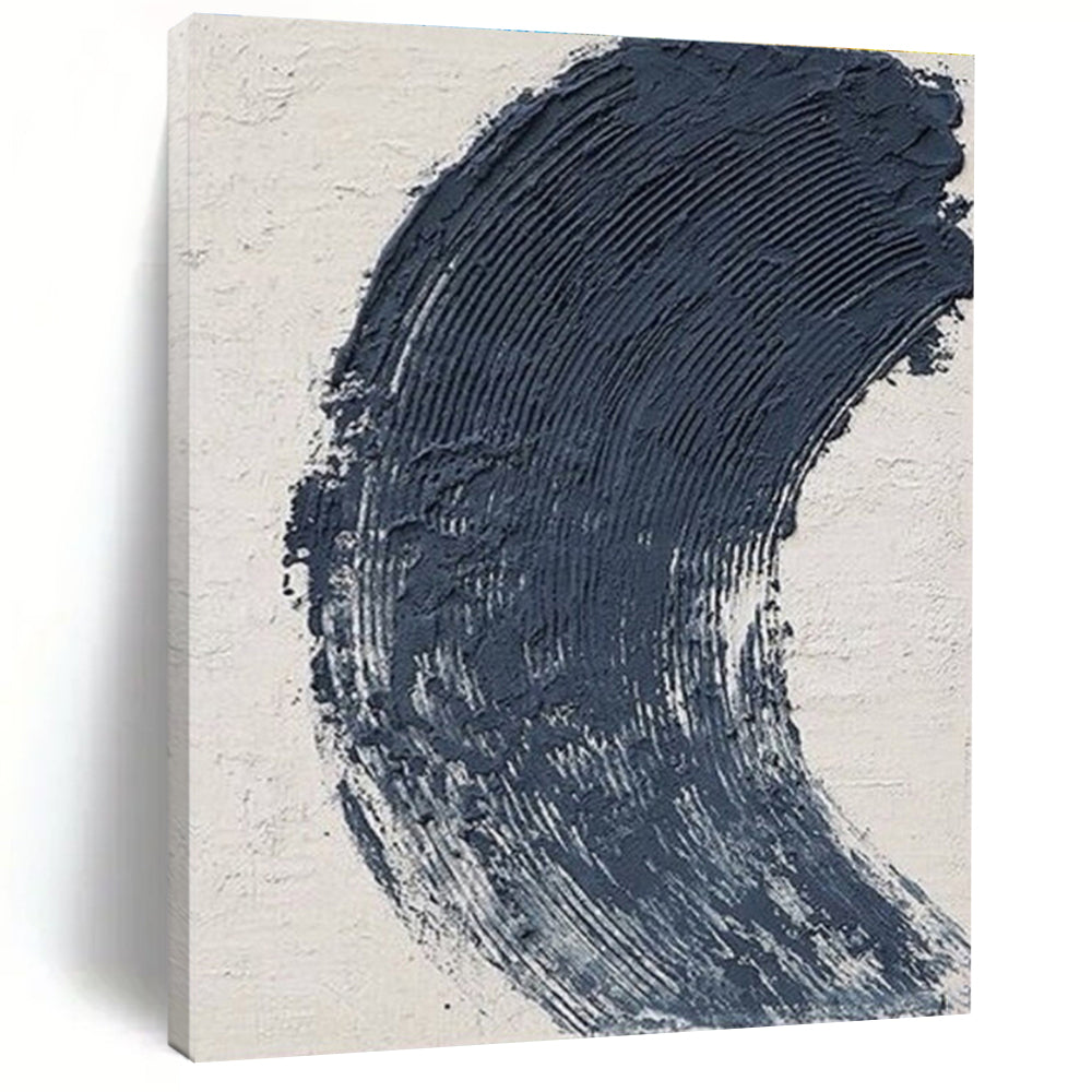 “Bold Blue Textured Stroke” - Blue, White Abstract Minimalist Painting On Canvas PS0680