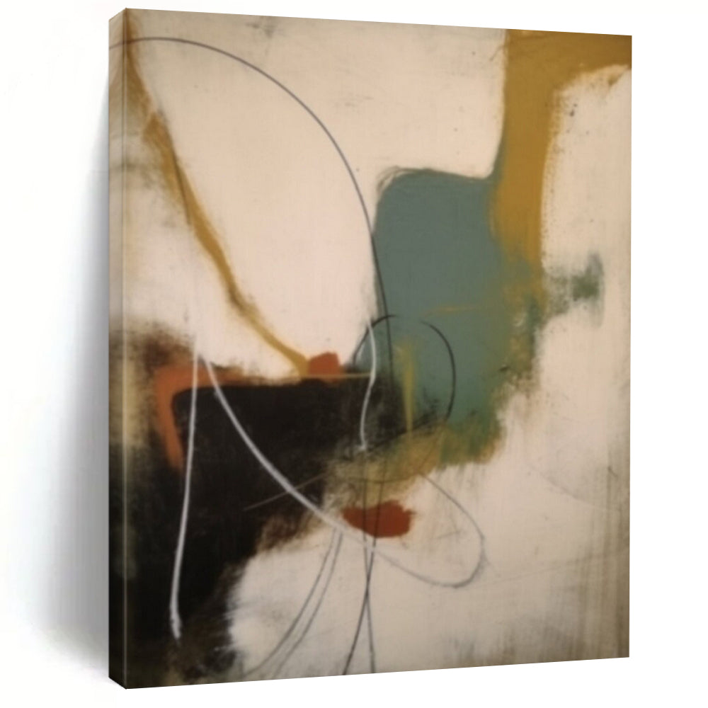 “Colorful Abstract Shapes with Curves” - Expressionist Abstract Painting On Canvas DS364