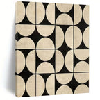 Black and Beige Geometric Pattern "Retro - Modern Mosaic" Abstract Painting On Canvas PS1082
