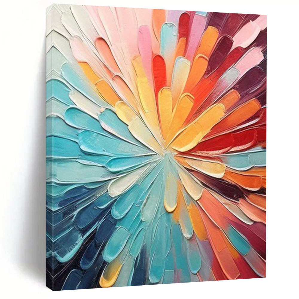 “Color - Wheel Flower” - Textured Abstract Painting On Canvas DS288