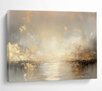 Golden River Mist - Ethereal Landscape Painting On Canvas DKS323