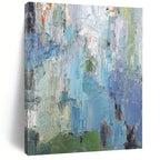 “Blue - Green Abstract Wash” - Ethereal Abstract Painting On Canvas PS0176