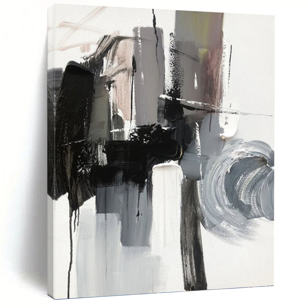 “Grey - Black Abstract Forms” - Minimalist Abstract Painting On Canvas PT1271