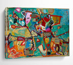 “Colorful Abstract Shapes” - Bright Hues “Joyful Chaos” Painting On Canvas PT1657