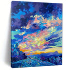 Color Explosion Sunset, Expressionistic Landscape, Kandinsky - Inspired Energy, Painting On Canvas PT2112