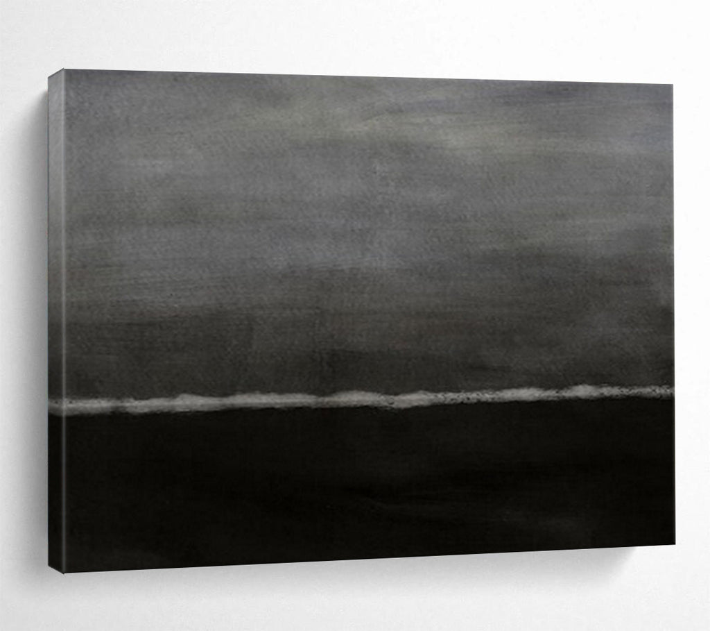 “Dark Gray Minimalist Horizon” - Subtle Tones Painting On Canvas PT1517