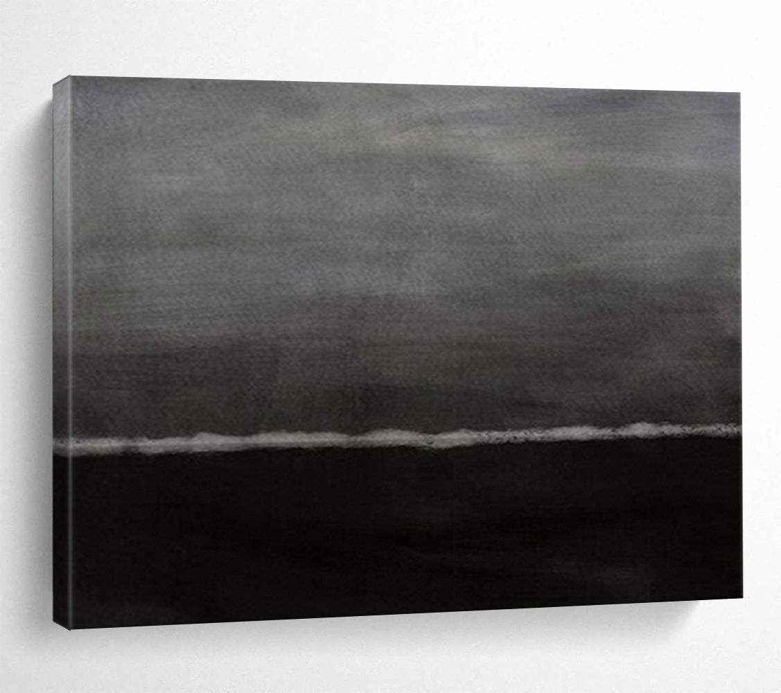 “Dark Gray Minimalist Horizon” - Subtle Tones Painting On Canvas PT1517