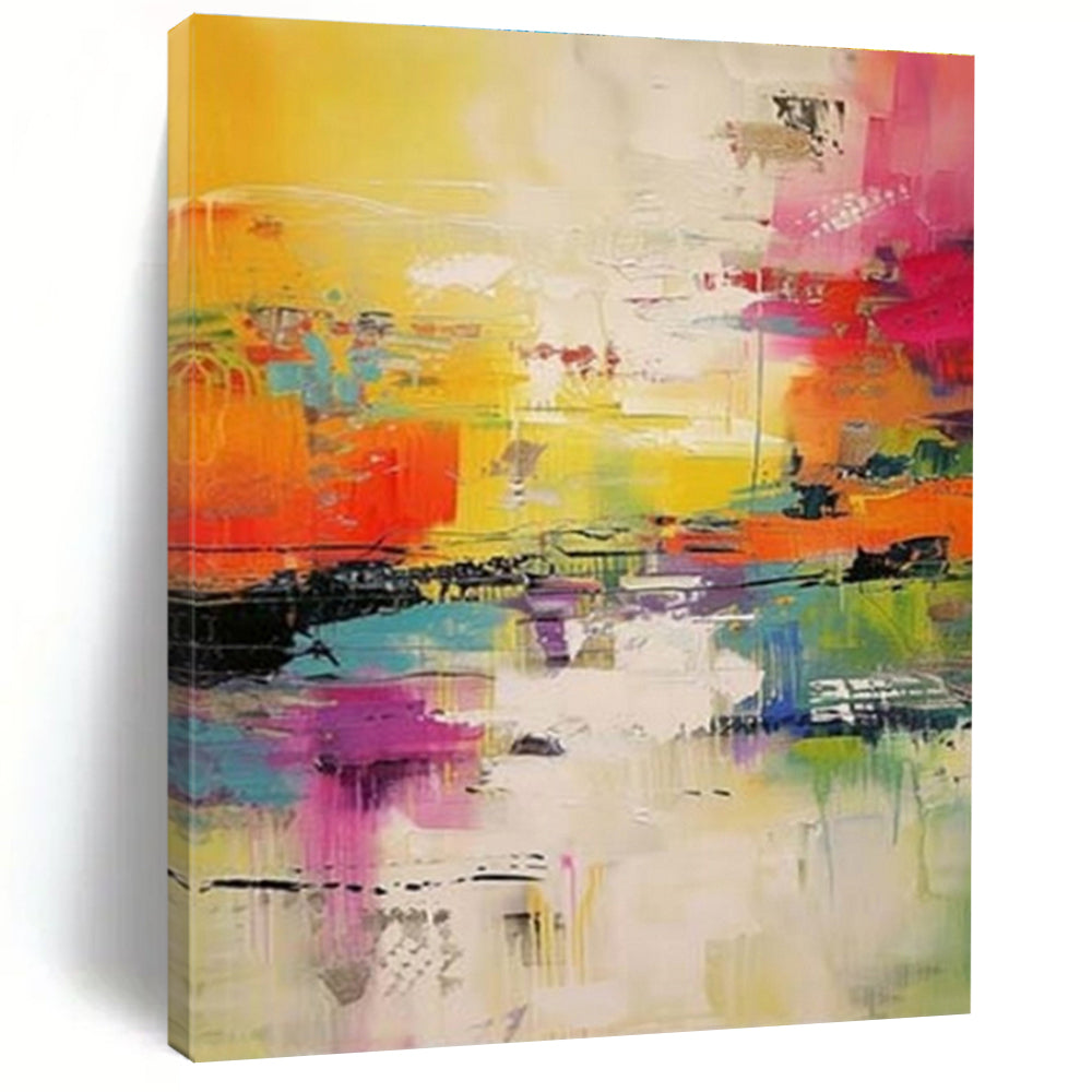 “Rainbow Abstract Energy” - Multicolor Abstract Expressionist Painting On Canvas PS0692