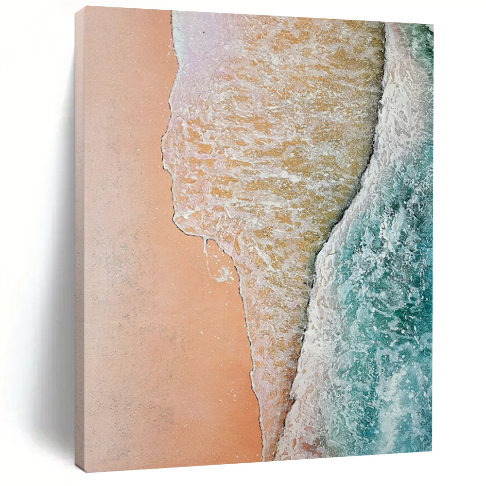 “Pastel Beach Aerial View” - Impressionistic Landscape Painting On Canvas DS044