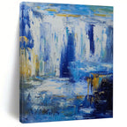 “Blue - Gold Abstract Waterfall” - Impressionist - Inspired Painting On Canvas PT1332