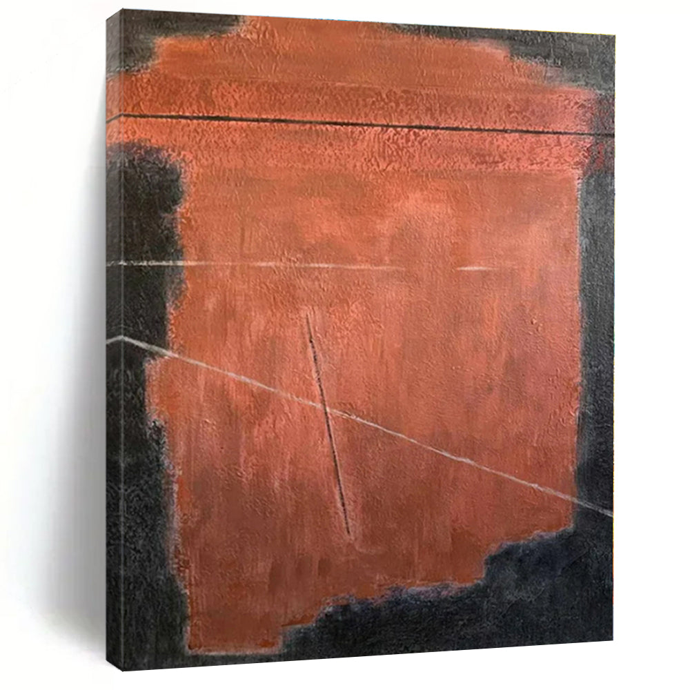 Black, Red with Minimalist Lines "Bold Simplicity" Abstract Painting On Canvas PS1320
