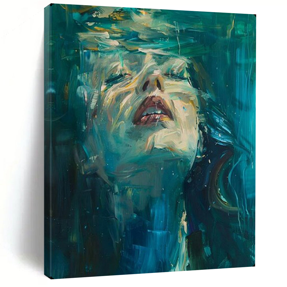 Submerged Serenity, Impressionistic Portrait, Sargent - Inspired, Painting On Canvas PT2121
