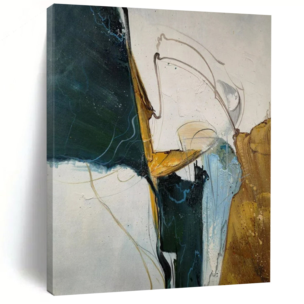 “Blue - Gray - Orange Abstract” - Abstract Landscape Painting On Canvas PT2338