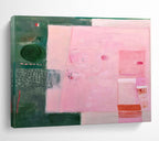 Pink & Green Abstract Composition Painting On Canvas DKS060