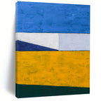 “Blue - Yellow Geometric Blocks” - Color - Blocked Abstract Painting On Canvas PT1096