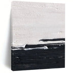 “Black and White Minimalist Horizon” - Subtle Abstract Painting On Canvas DS402