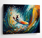 “Color Burst Surfing” - Expressionist Action Painting On Canvas PT259