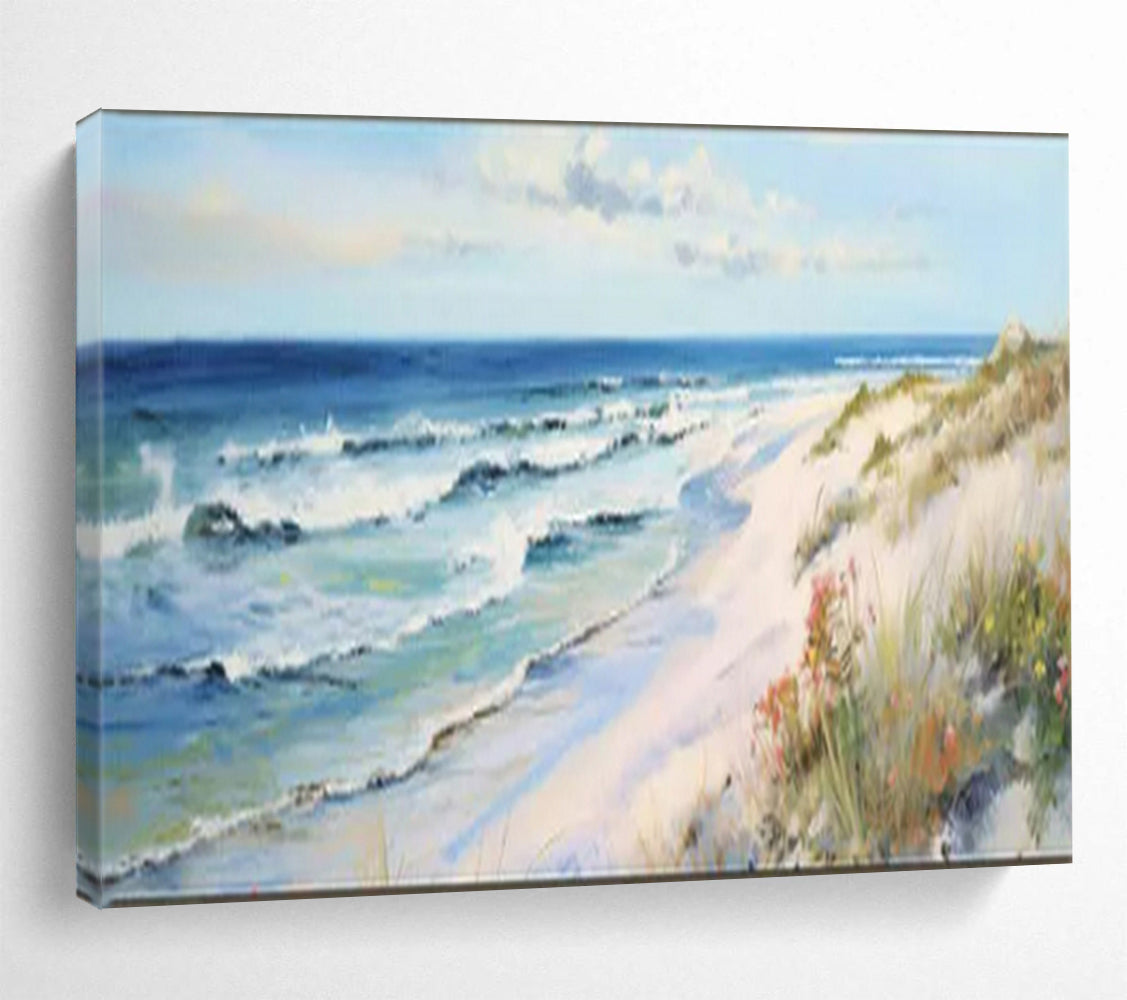 “Blue Seas & Sandy Shores” - Impressionist Seaside - Painting On Canvas PT1697