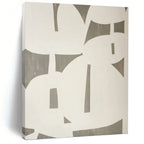 “Grey - White Geometric Cutouts” - Modern Abstract Shape Painting On Canvas PT1075