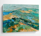 Textured Landscape in Greens and Blues - Impasto Landscape Painting On Canvas DKS341