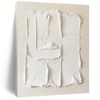 “White Textured Minimalist” - 3D Abstract Painting On Canvas PS0145