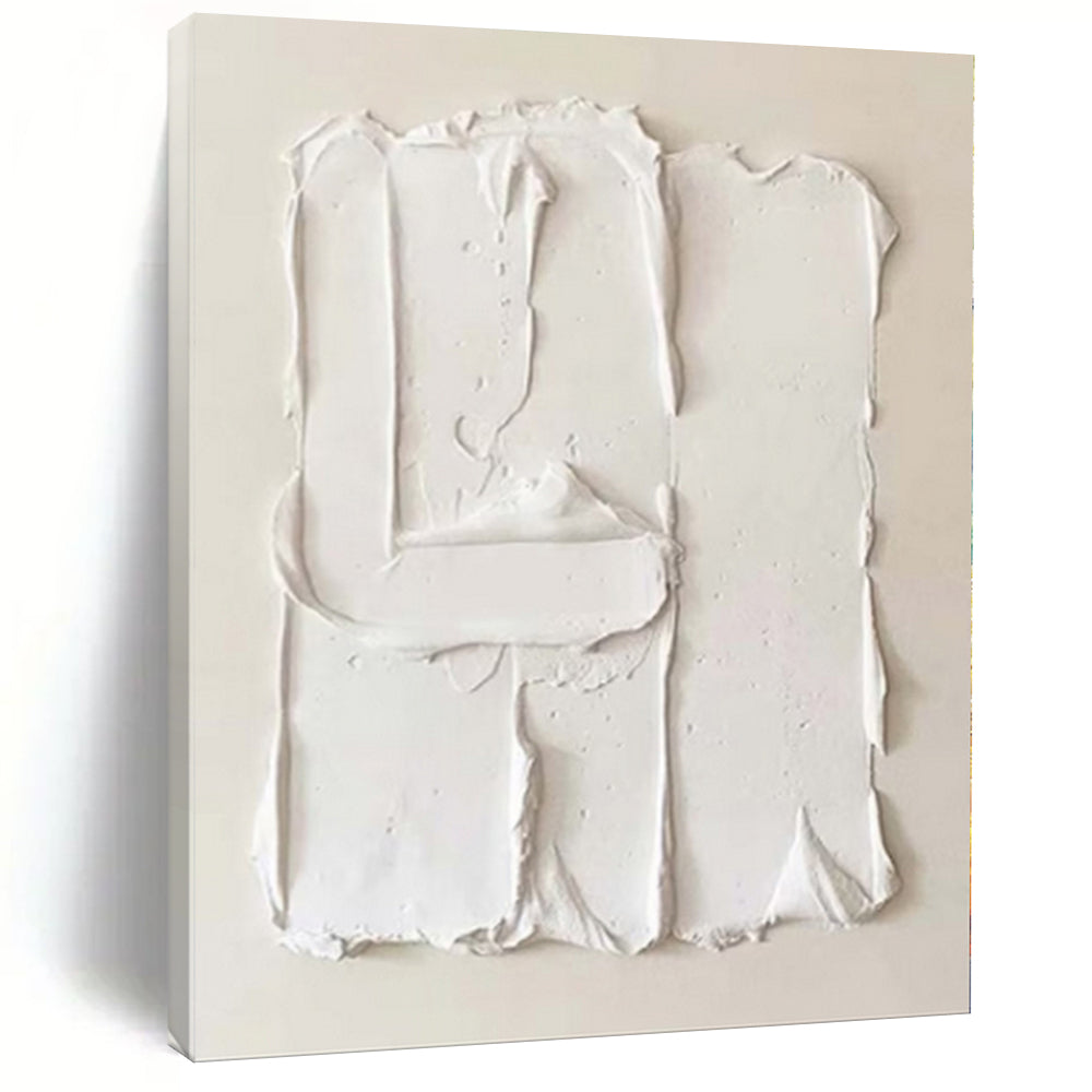 “White Textured Minimalist” - 3D Abstract Painting On Canvas PS0145