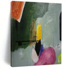 Green, Yellow, Pink, Purple with Playful Shapes "Whimsical Collage" Abstract Painting On Canvas PS1405