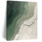 “Green and White Textured Landscape” - Abstract Impasto Painting On Canvas PT2353