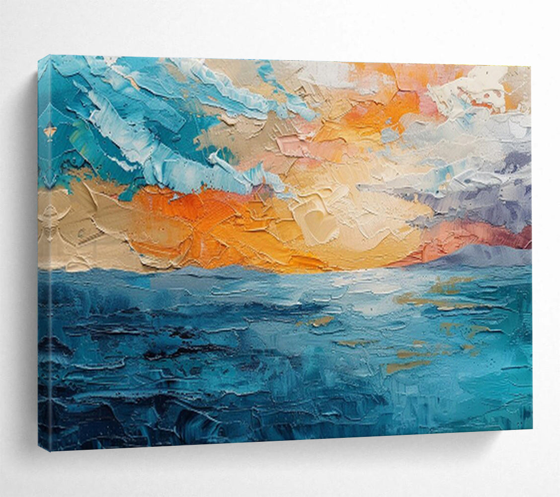 “Textured Sea Sunset” - Impasto Seascape Painting On Canvas DKS503