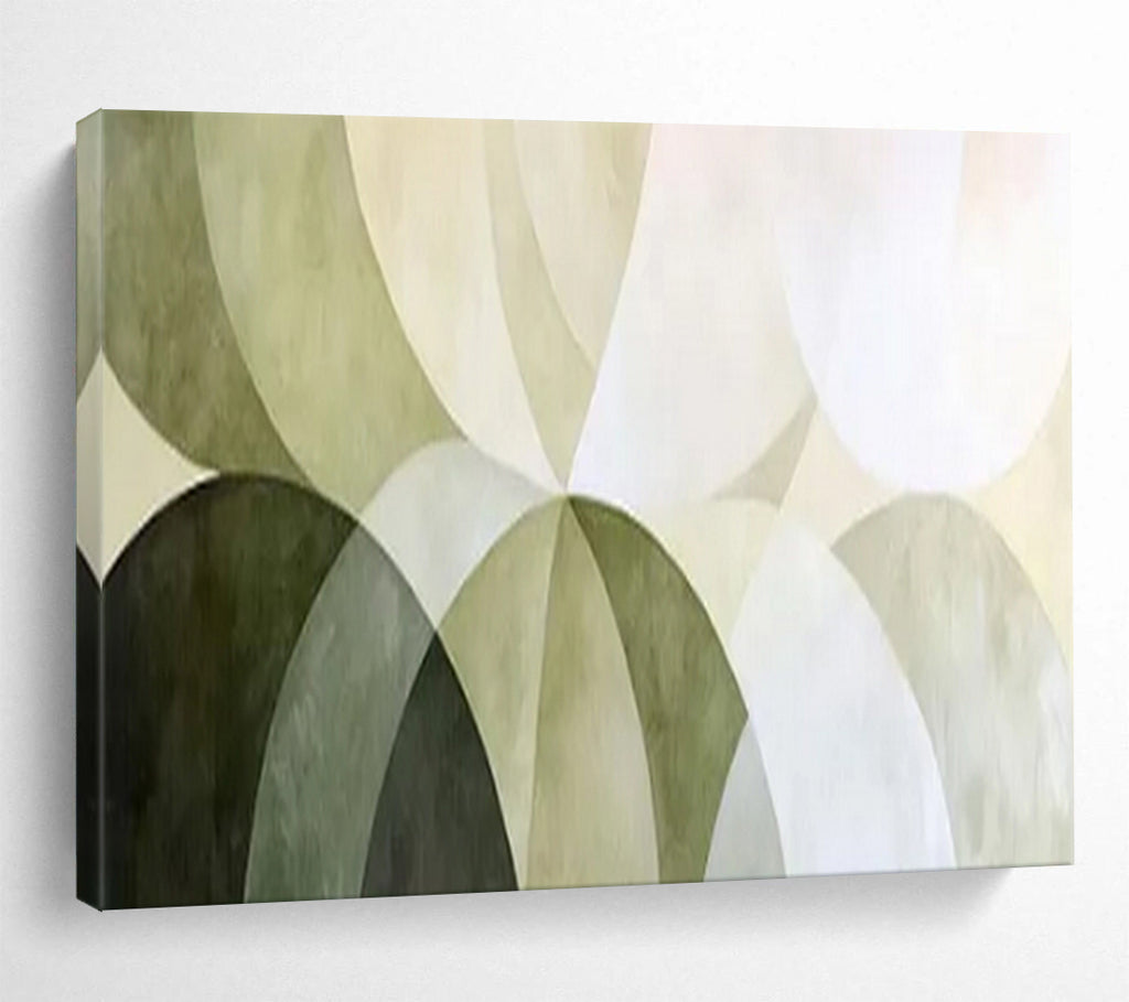 “Green Arcs & Geometric Forms” - Abstract Geometric - Painting On Canvas PT1700