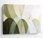 “Green Arcs & Geometric Forms” - Abstract Geometric - Painting On Canvas PT1700