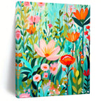 “Colorful Floral Meadow” - Modern, Whimsical - Styled Painting On Canvas PT1595