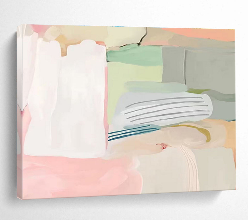 “Pastel Geometric Mix” - Modern Abstract Painting On Canvas DKS412