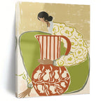 “Colorful Figure with Vessels” - Folk - Inspired Painting On Canvas PT1145