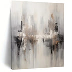 “City Haze” - Monochromatic Urban Silhouettes Painting On Canvas DS122