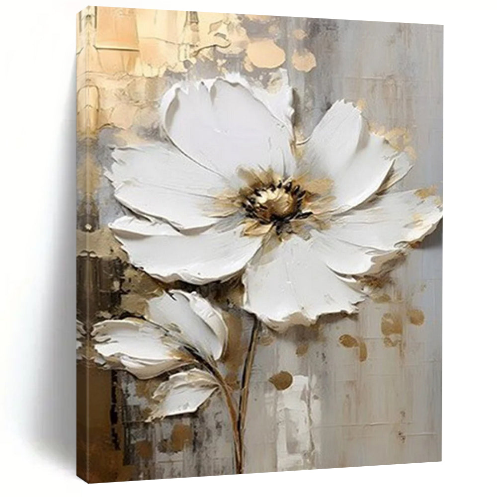 “Textured White Floral” - 3D Floral Abstract Painting On Canvas DS300
