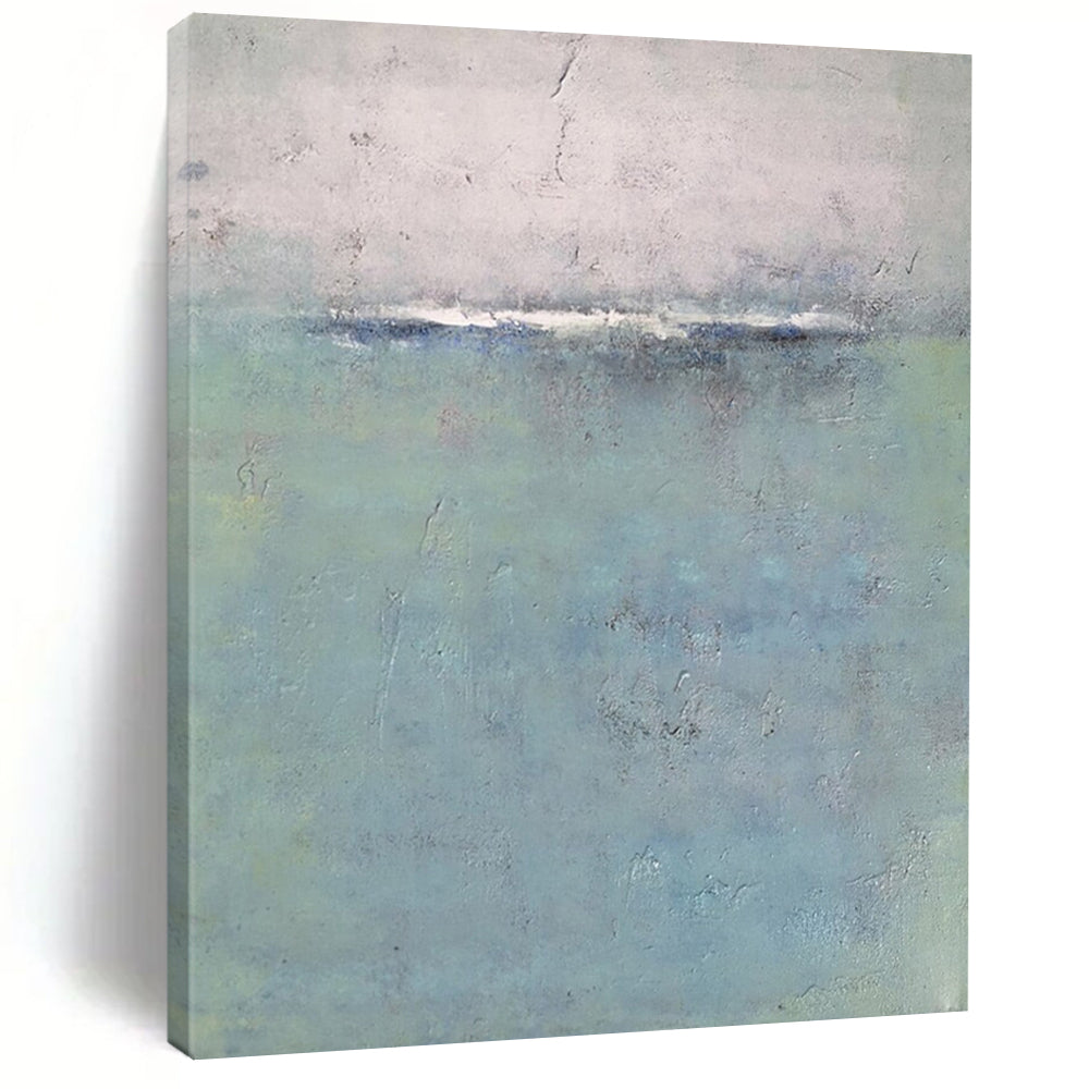 “Soft Blue and Grey Abstract Horizon” - Serene Abstract Painting On Canvas DS354