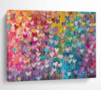 “Rainbow Hearts Collage” - Pop Art - Painting On Canvas PT1759