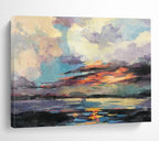“Colorful Sunset Reflection” Landscape Painting On Canvas DKS197