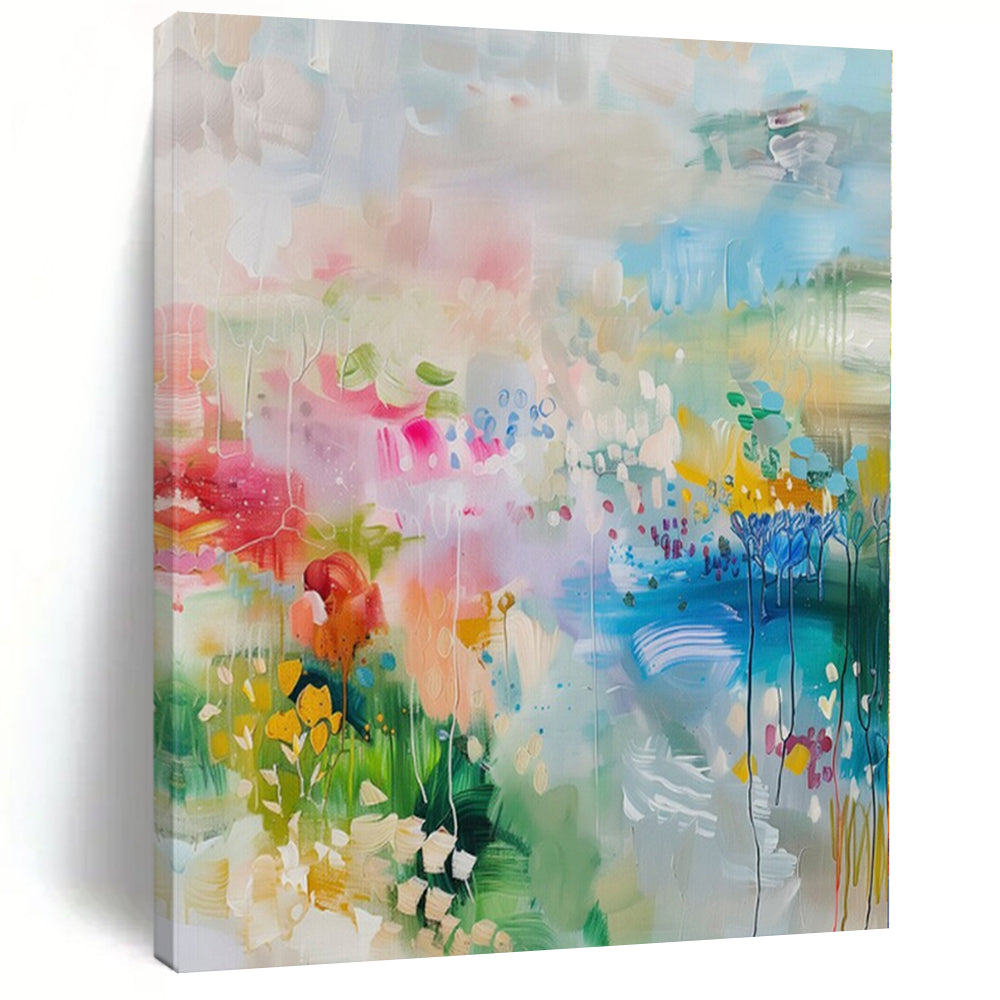 Bright Colors with Floral Suggestions "Bloom Burst" Abstract Painting On Canvas PS1180