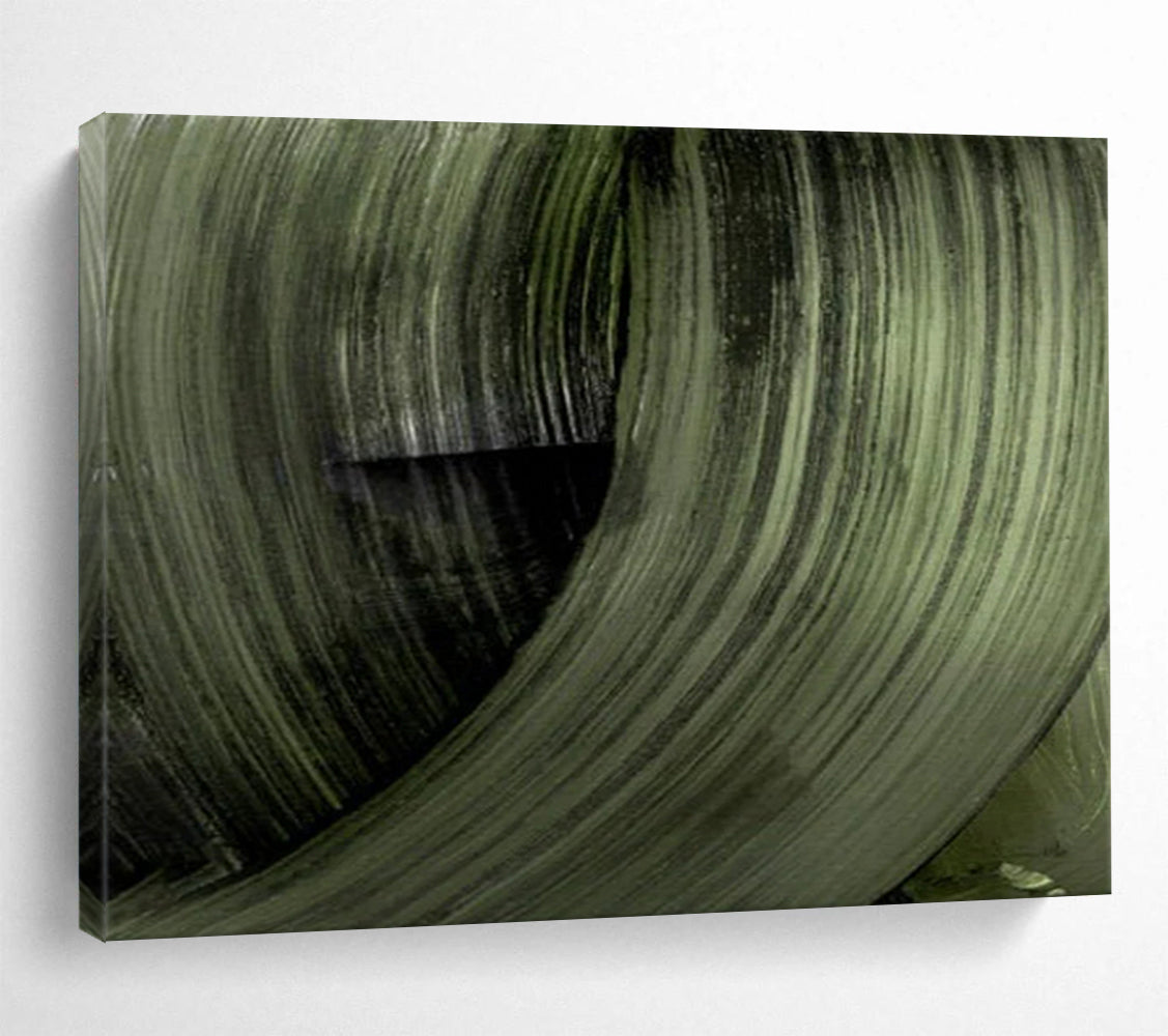“Dark Green Swirling Abstract” - Expressive Abstract Painting On Canvas PT123